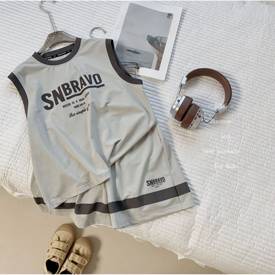 柳柳定制  2025男童夏季新品字母款球服速干韩版套装 880292