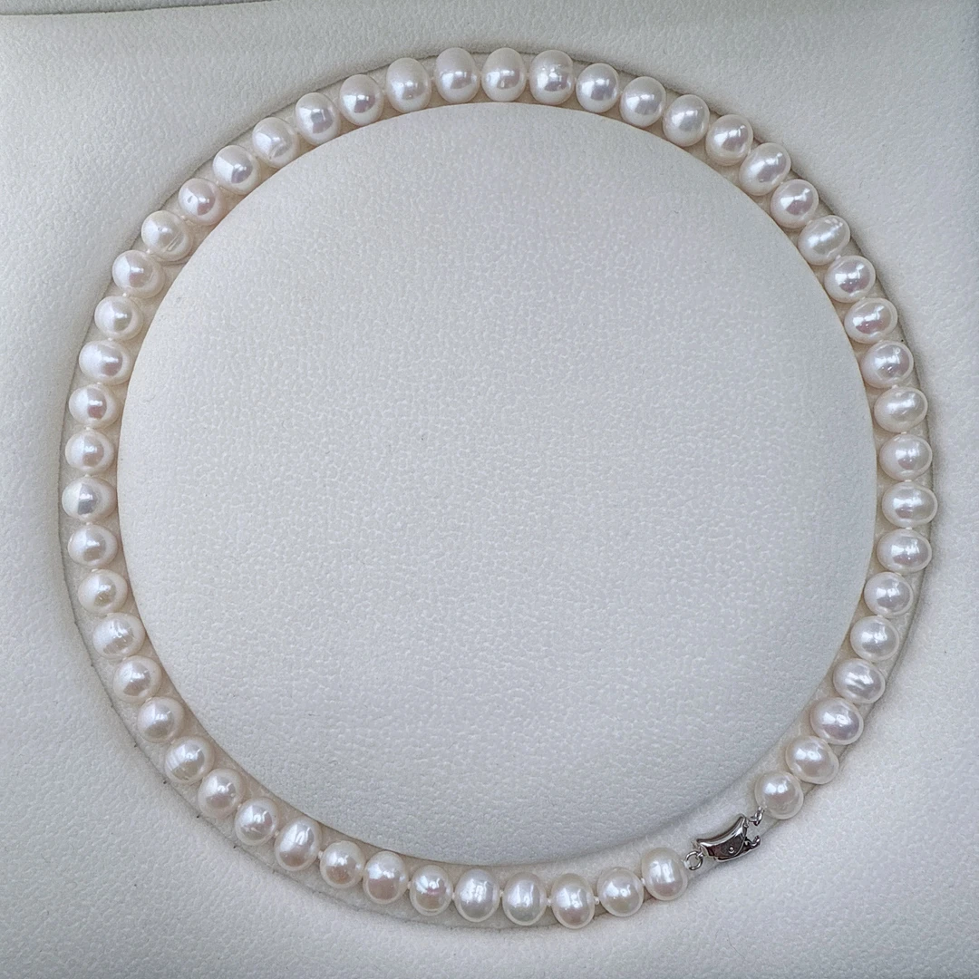 8-9mmS925银扣项链天然淡水珍珠项链气质百搭经典纯天然珍珠项链