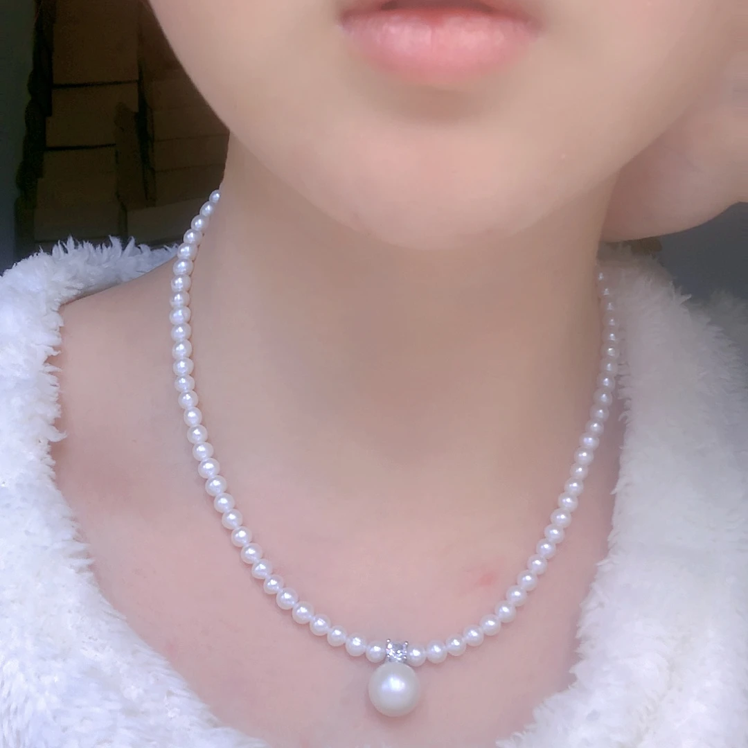 银S925镶嵌耳饰淡水珍珠