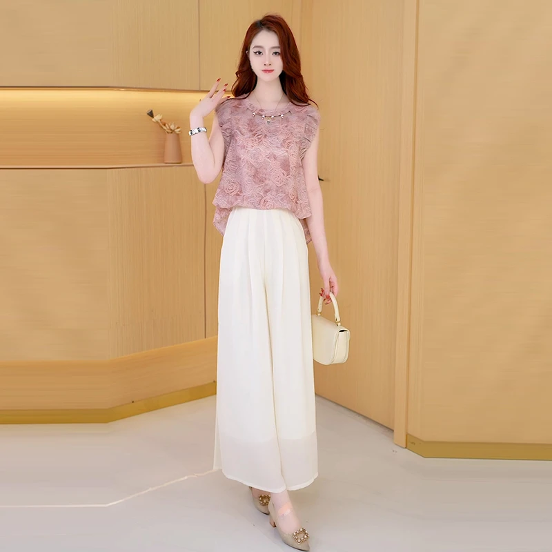 【两件套】夏季时尚女神修身洋气宽松气质休闲百搭显瘦减龄女装套裤