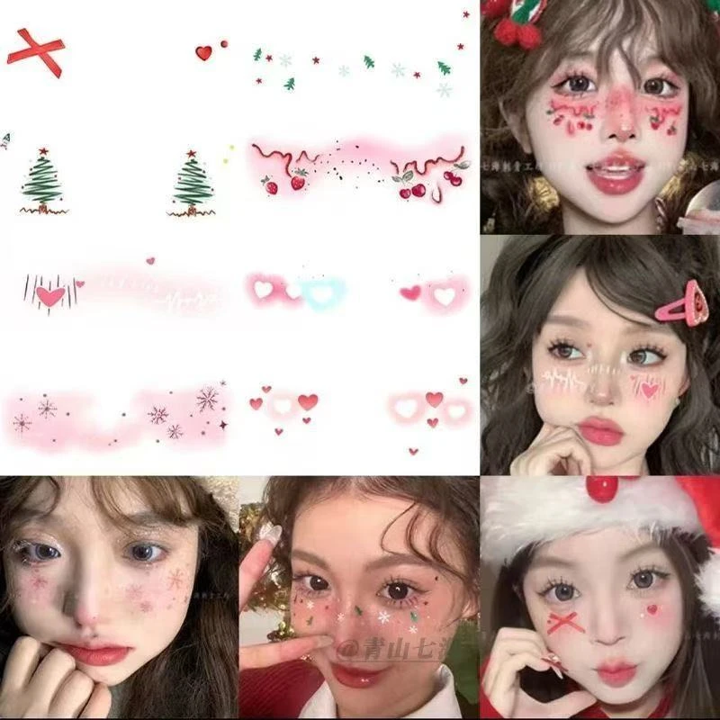圣诞节创意妆容脸贴纹身贴纸 高颜值cos写真氛围感拍照打卡可水洗