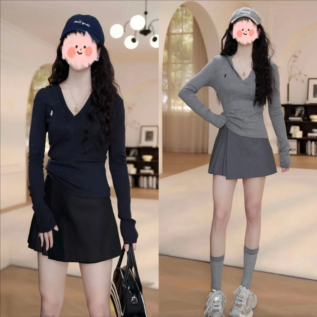 休闲风运动风气质上衣极简风修身洋气时尚套装长袖夏季半身裙