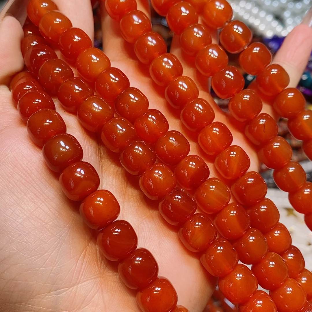 玛瑙/玉髓散珠红玛瑙11mm老行墩墩一条