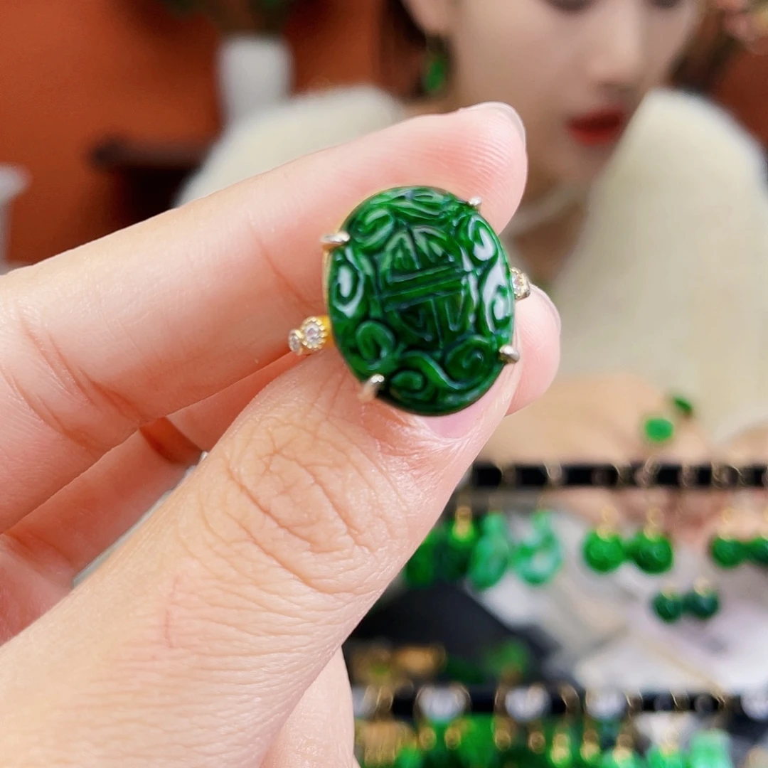 翡翠银S925镶嵌耳饰