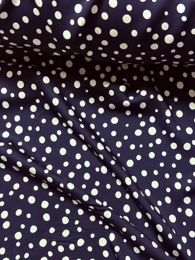 藏蓝波点.贡缎棉】新款贡缎棉绵绸