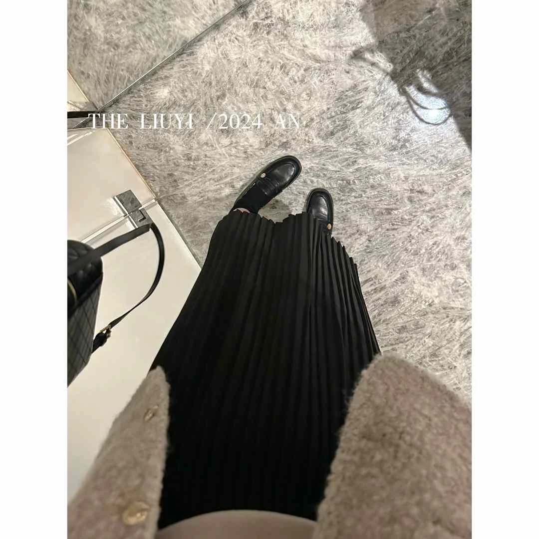 【LIUYI】风琴裙~冬季磨毛百褶显瘦长裙半身裙49254