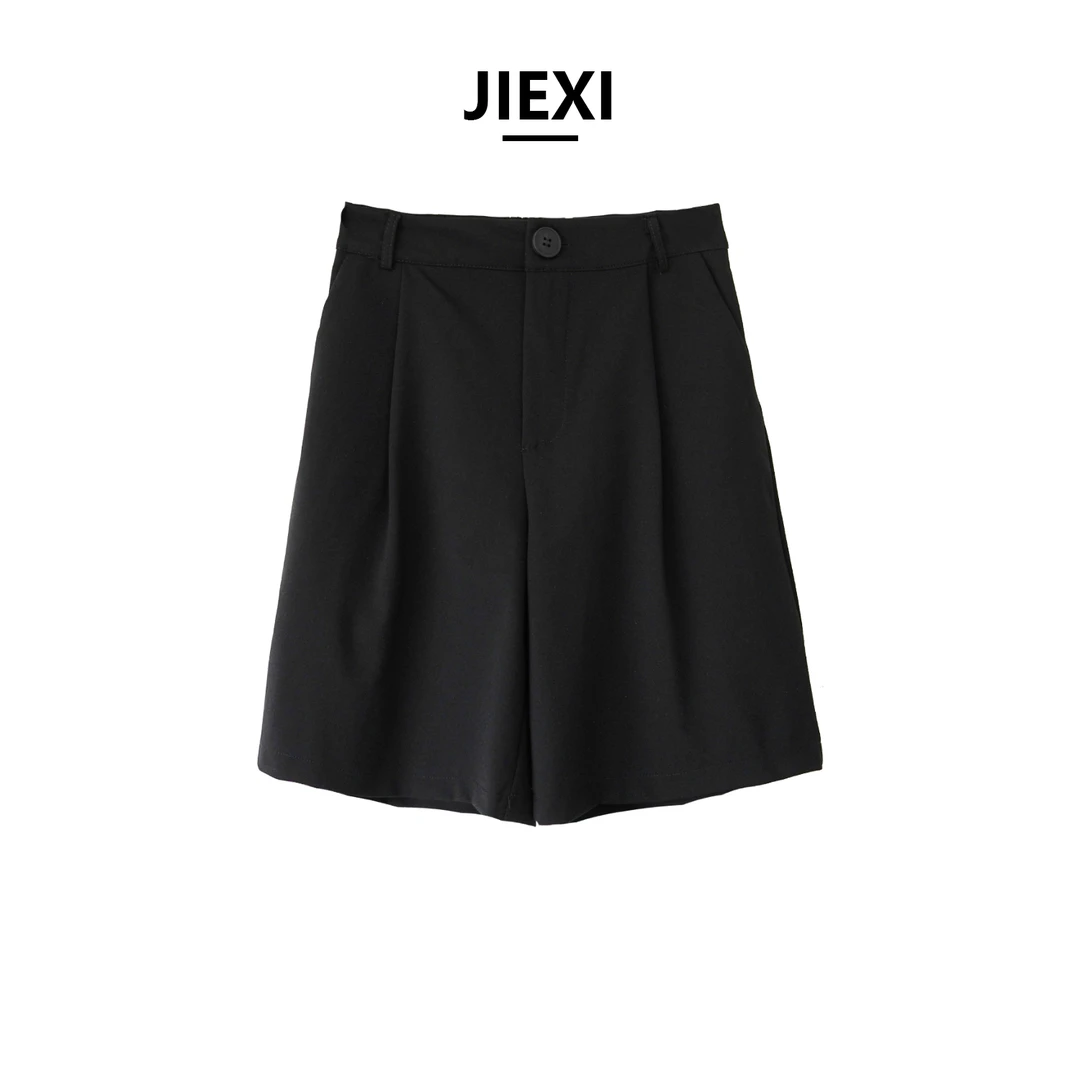 JIEXI美式个性设计感休闲裤高腰百搭女士夏季阔腿显瘦短裤H663