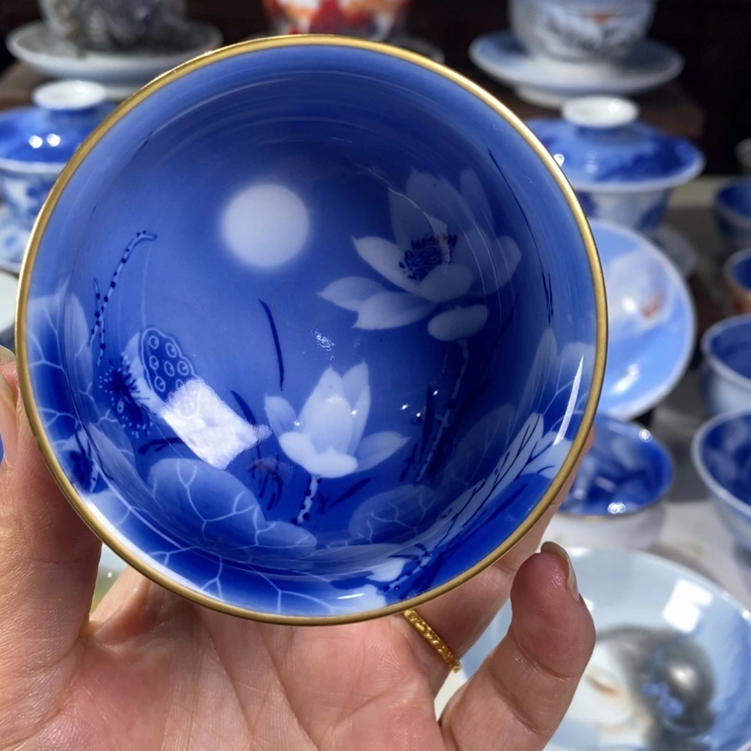 青花荷花主人杯杯