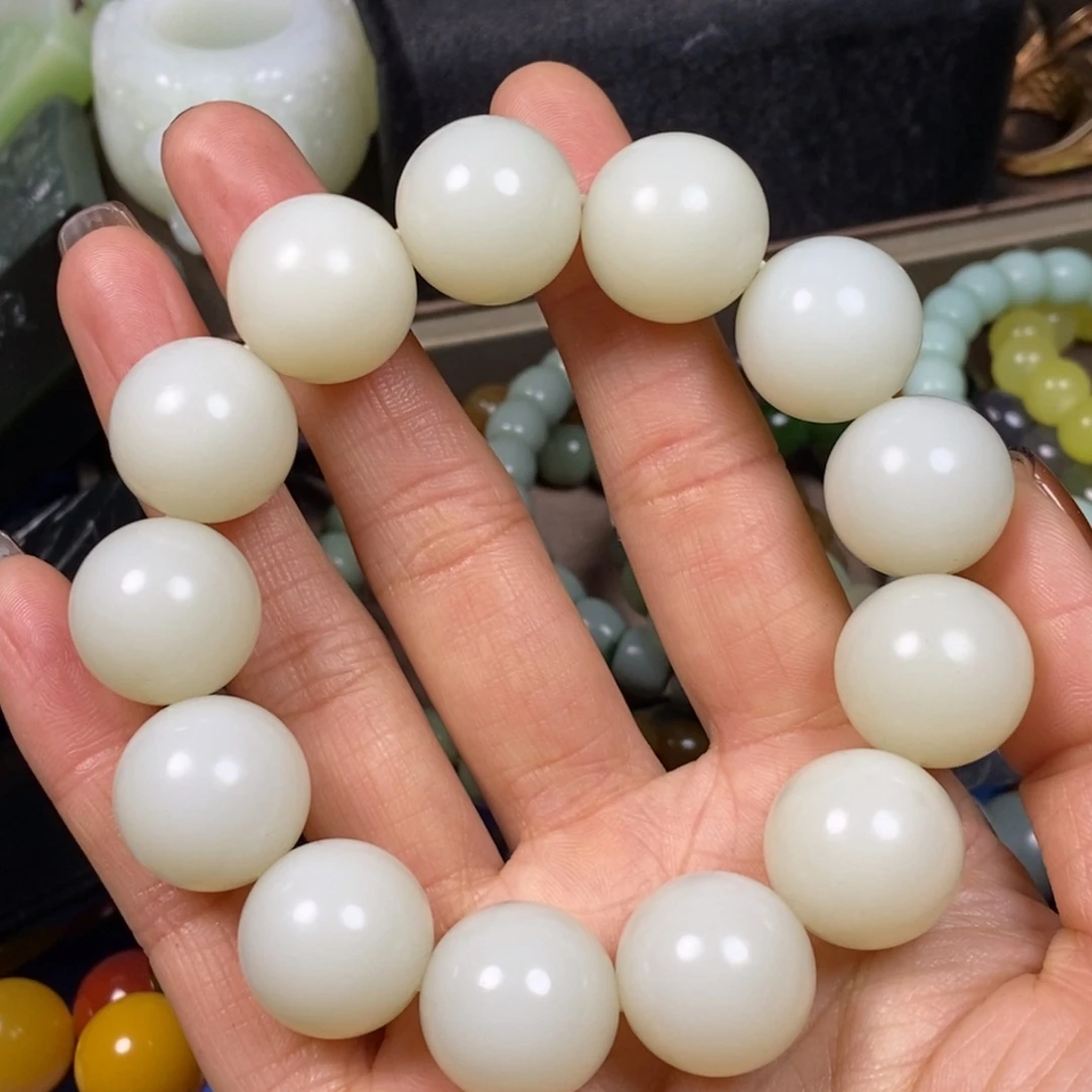 和田玉手串未镶嵌逸***3