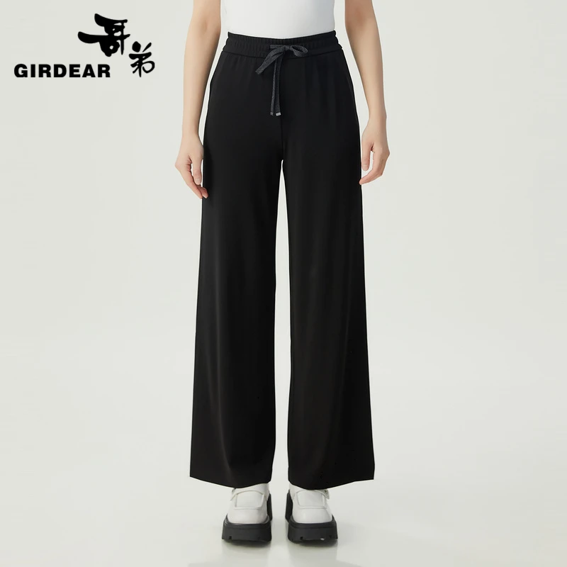 GIRDEAR/哥弟新款显瘦阔腿宽松时尚休闲百搭女士印花长裤 1100408