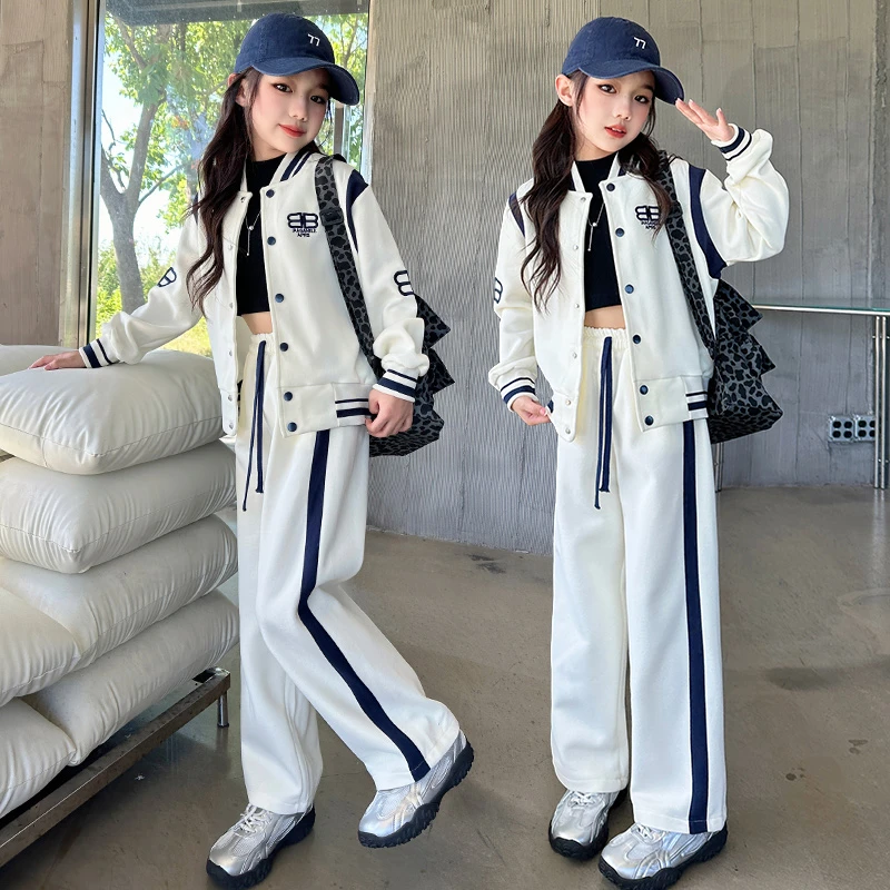 女童秋款套装2025新款儿童网红棒球服秋季中大童休闲时髦两件套潮