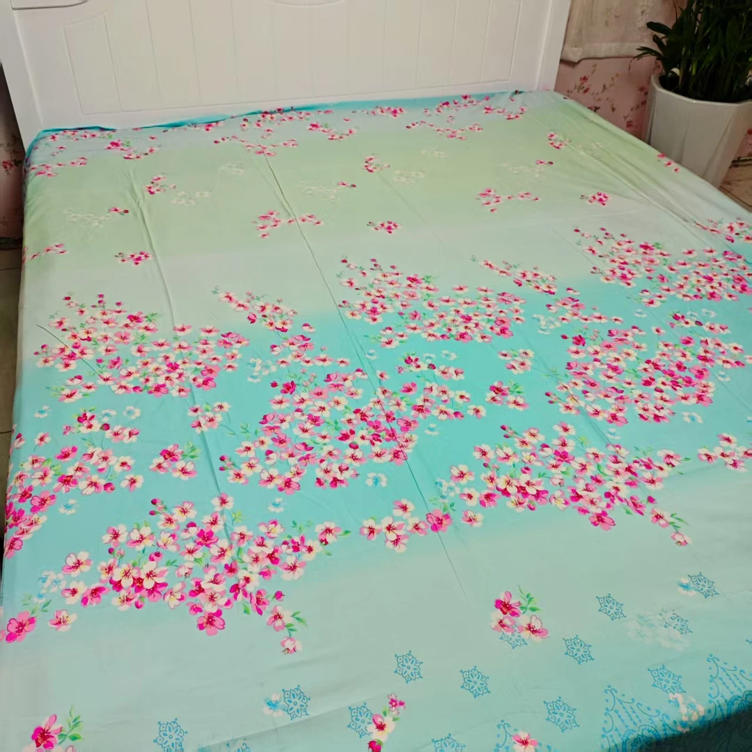 青绿桃花床品套件