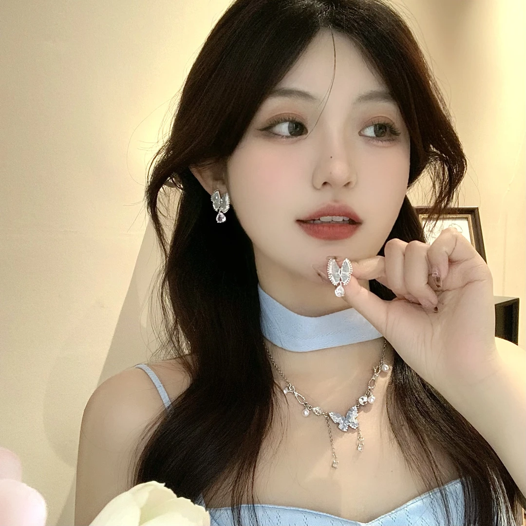 FULL GIRLISH耳环01476新款花蝴蝶耳饰耳钉