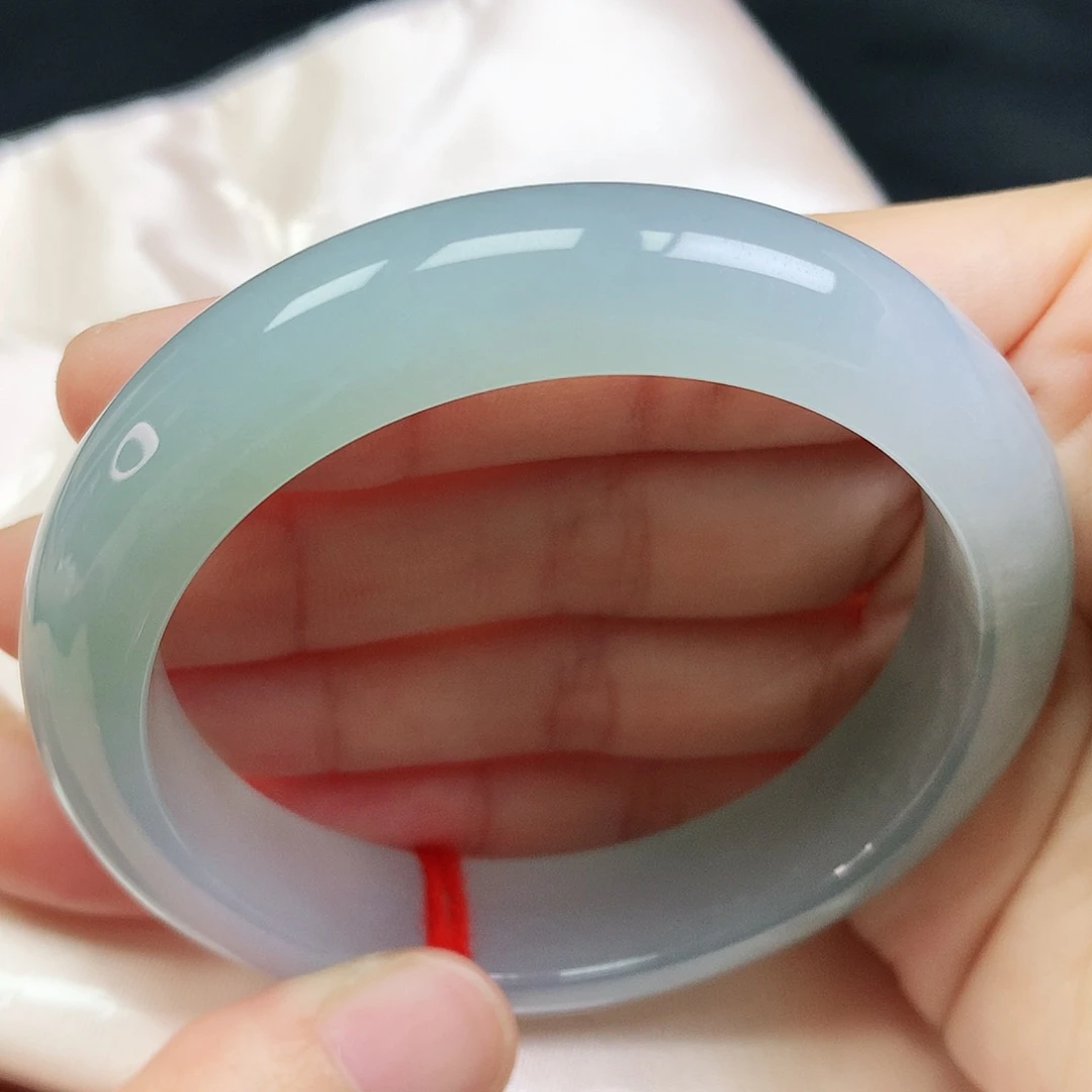 未镶嵌手镯翡翠55.1圈口蓝冰正圈04