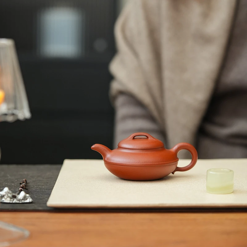 0添加国色天香系列 铁15%黄龙山大红袍红泥单一矿线圆壶150毫升