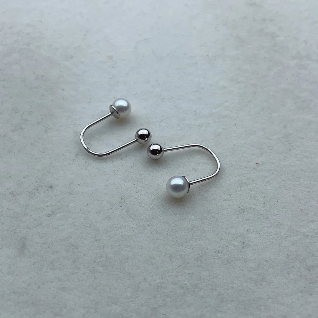 银S925镶嵌耳饰24淡水珍珠