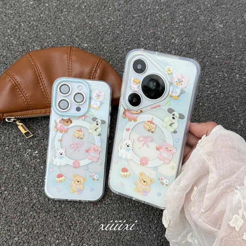 可爱狗狗蛋糕适用华为pura70pro磁吸15苹果16promax手机壳mate70