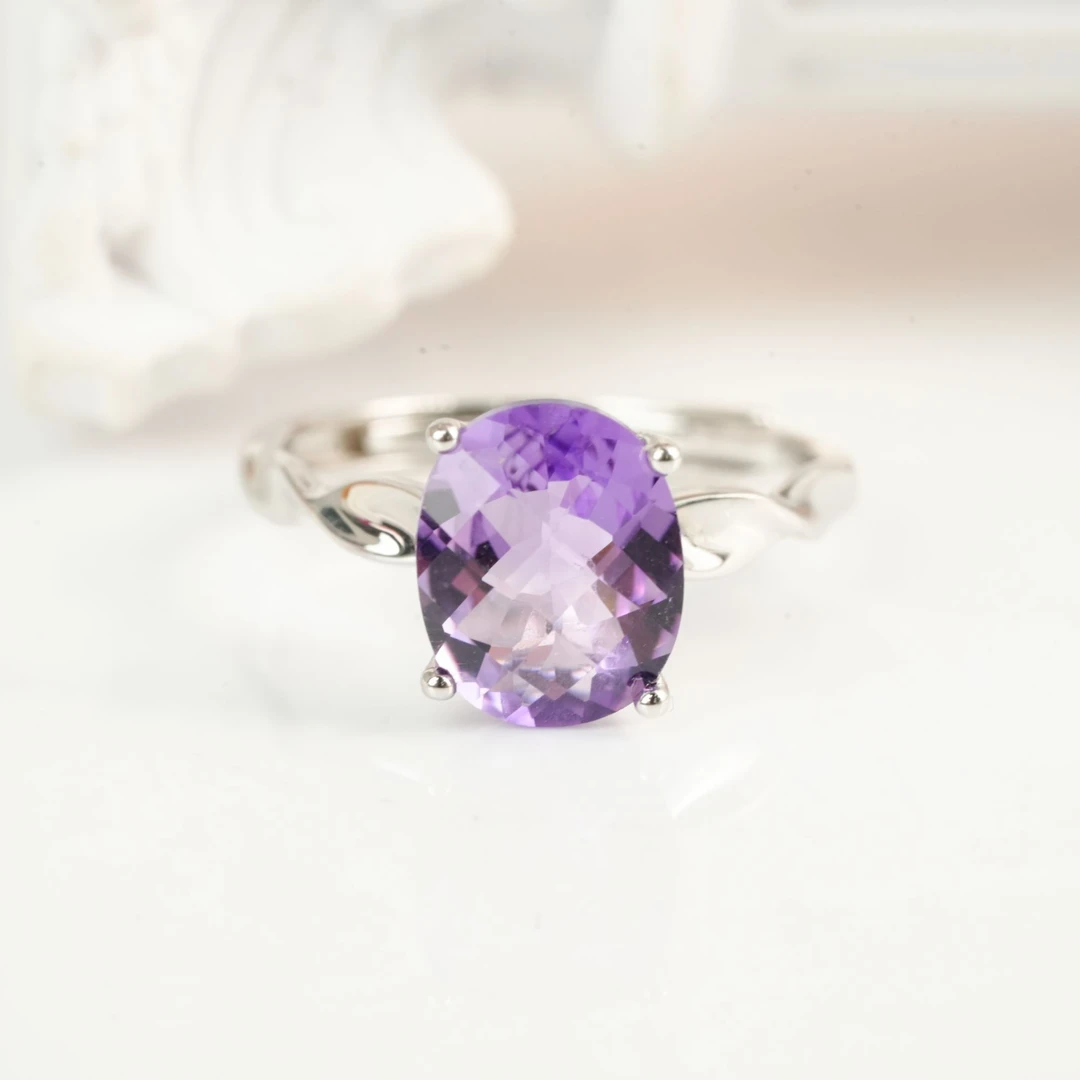 【小北严选】S925银紫水晶戒指约8*10mm【多样性发一件】-WH161X369