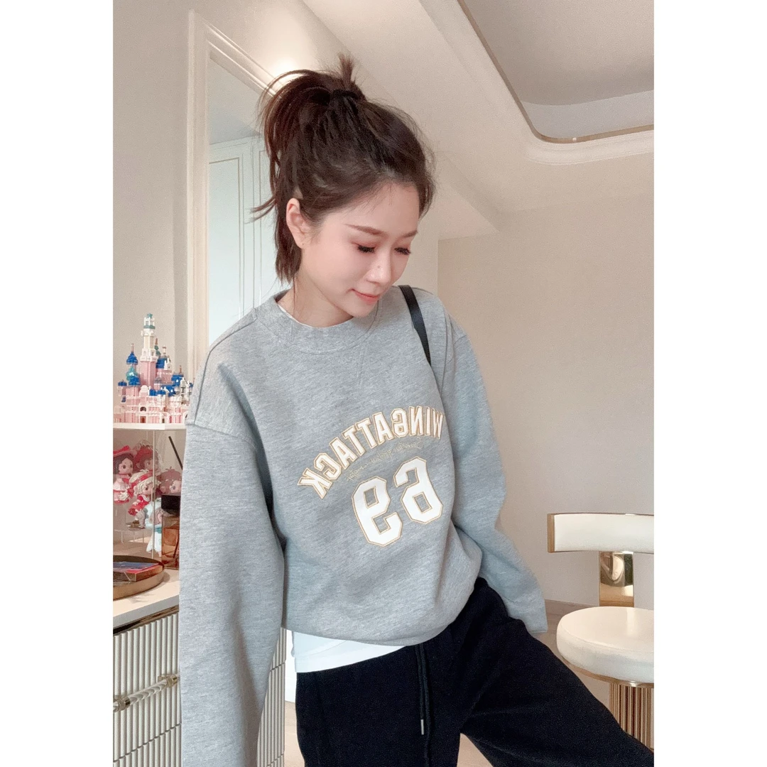 【1203美式潮牌卫衣】张凯凯-中版型休闲潮牌舒适时尚女装圆领卫衣