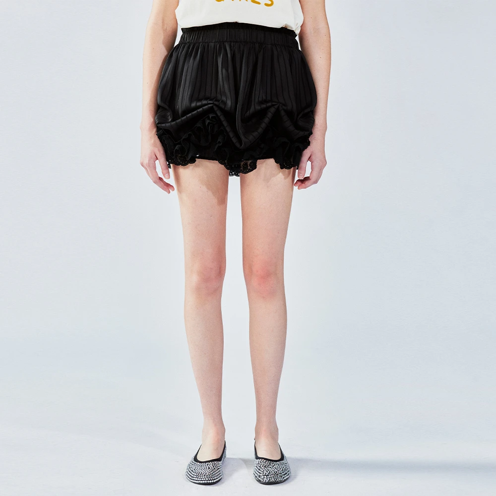 UOOYAA/乌丫2025夏季新款「我爱我家」缎面花苞裙裤UY25244Q146131