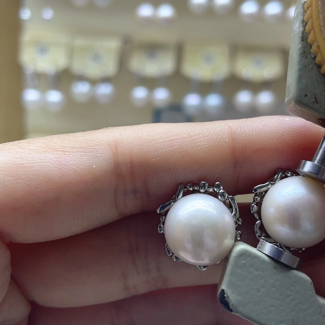 耳饰淡水珍珠银S925镶嵌