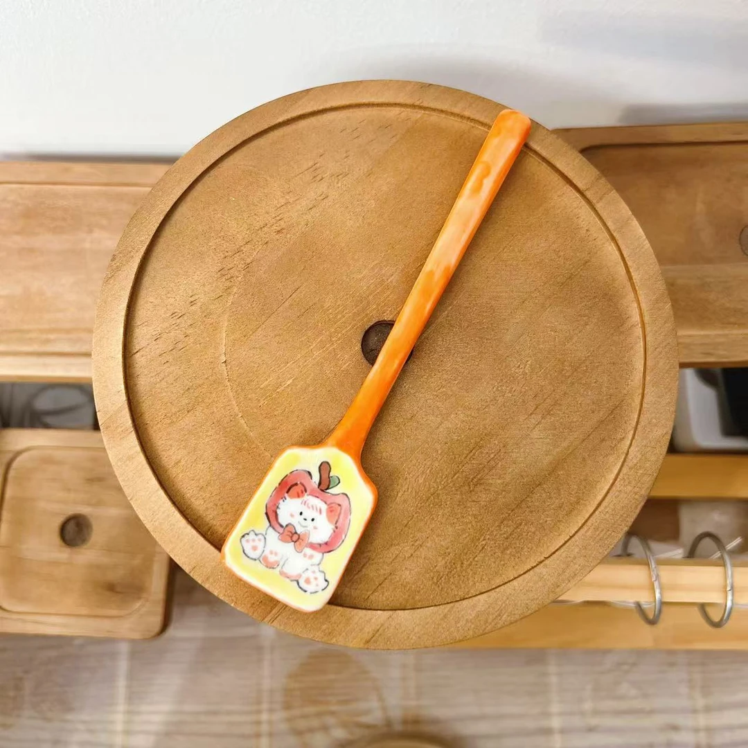 【直播-不带盒子】高温釉下彩中号卡通勺子陶瓷手工搅拌棒282