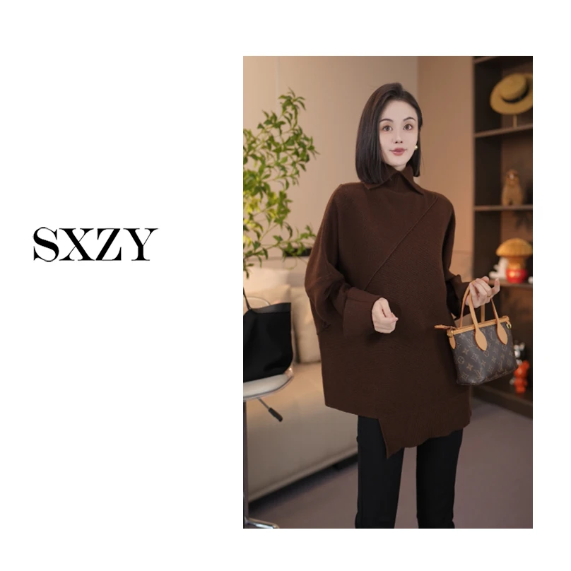 ‘SXZY’【爱尔兰】秋冬轻奢长款气质百搭高领针织衫