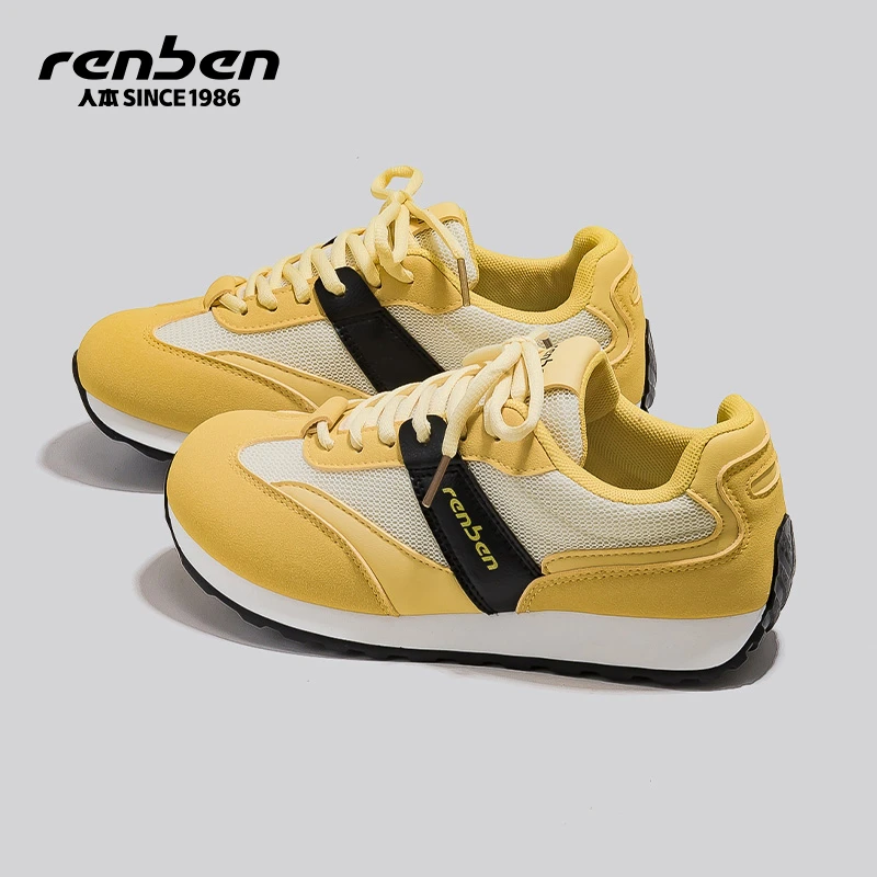 人本官方旗舰店2025秋季新款休闲板鞋女款百搭学生跑步低帮网面鞋