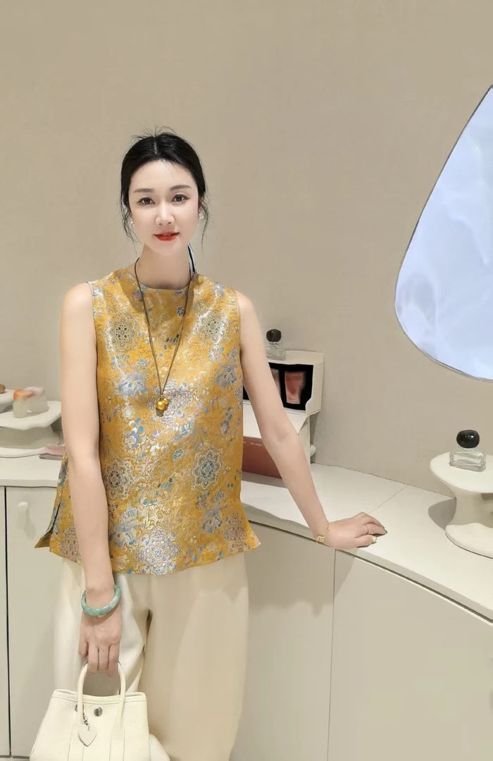 【金榜题名】墨墨家高定新中式桑蚕丝织金前后双穿宋锦中国风上衣