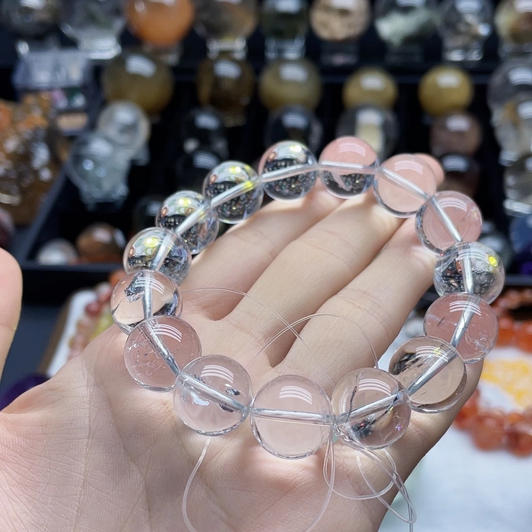 水晶珠宝半成品未镶嵌天然白水晶14.7mm