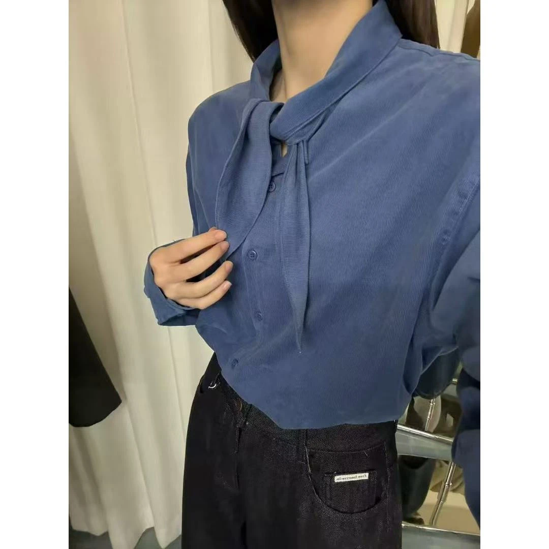 L-23709#FU#博主风穿搭~时尚洋气百搭兔子领衬衫(福利)