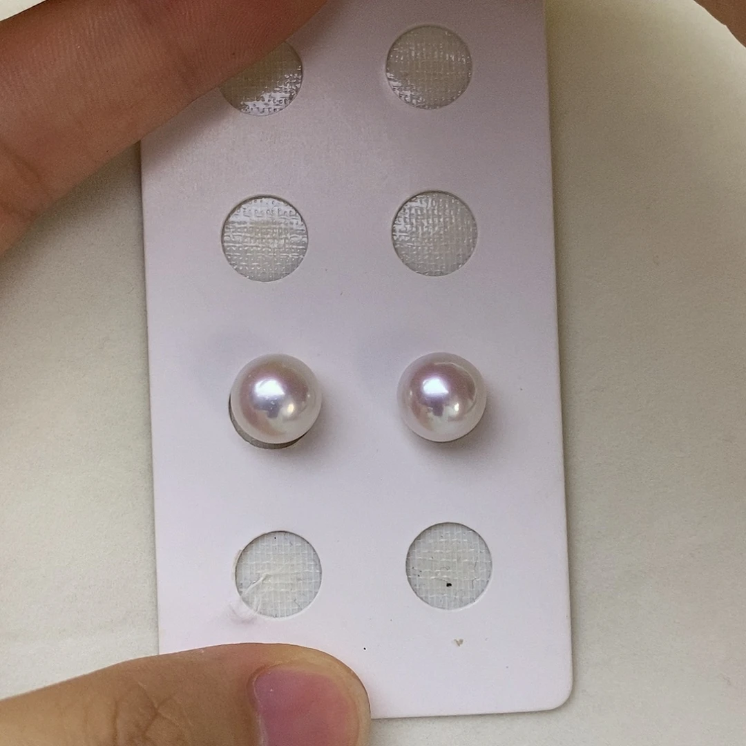淡水珍珠银S925镶嵌耳饰