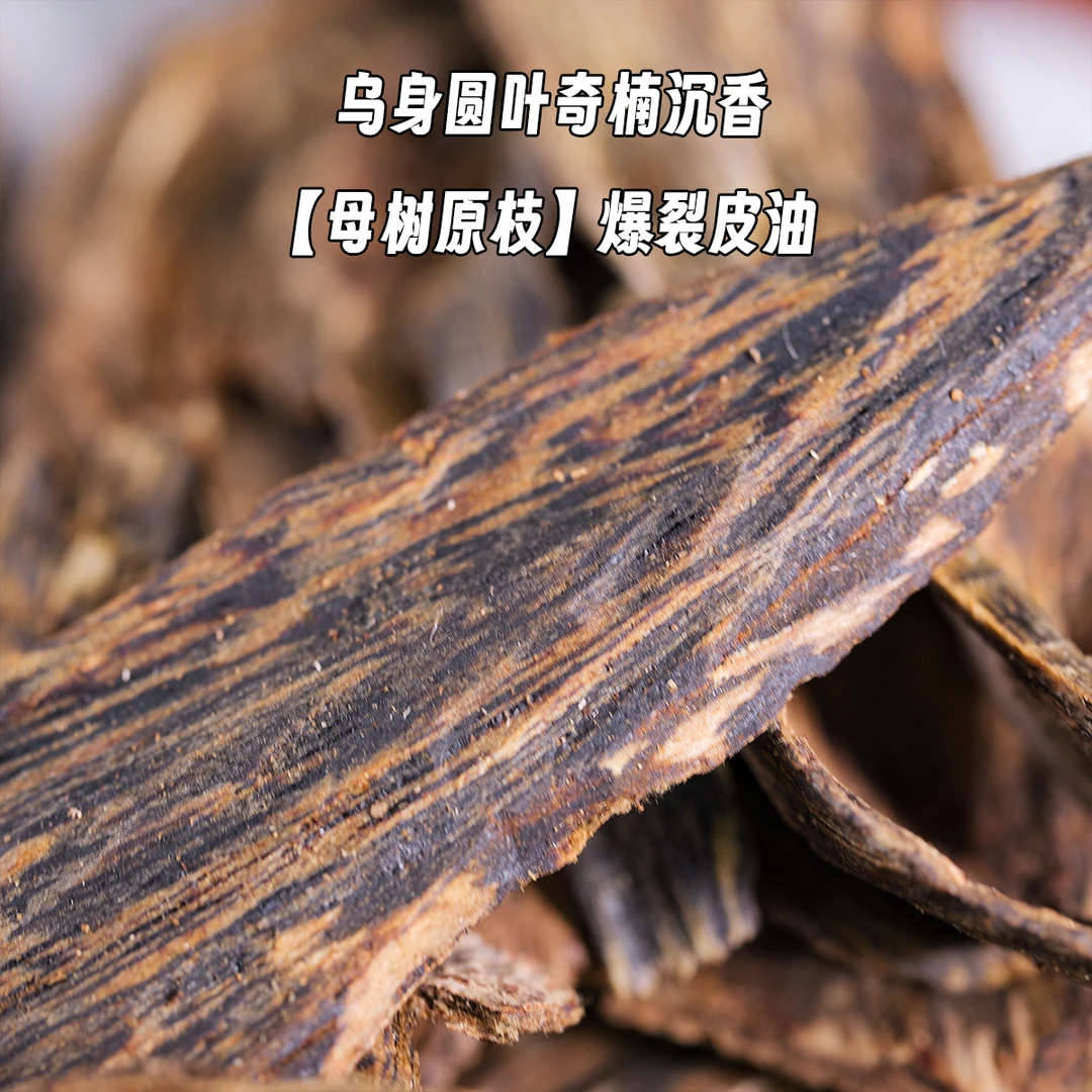 沉香【母树原枝】乌身圆叶天然爆裂皮油 一代乌身皮油类虎斑棋