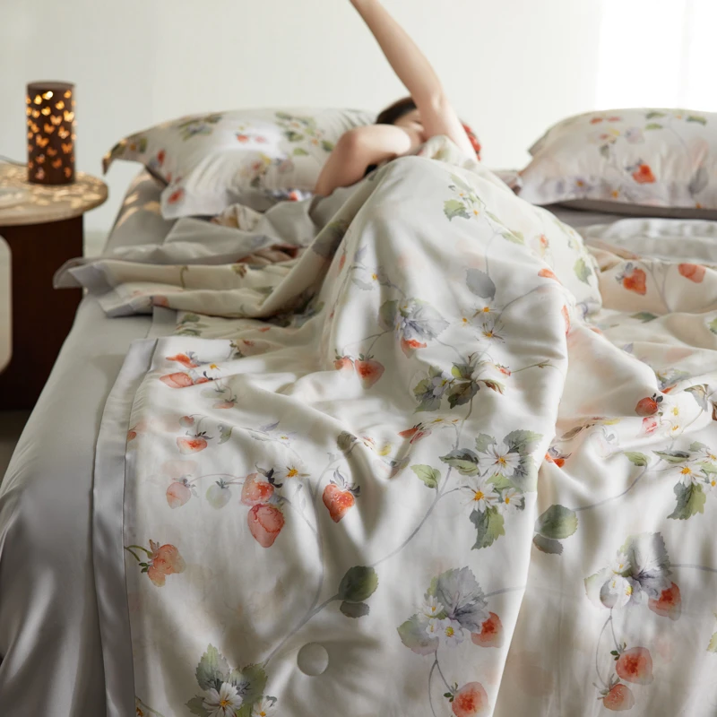 夏被四件套 100莱赛尔夏凉被空调被薄款李官奇大豆被被子