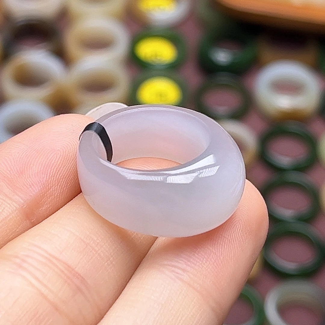 和田玉未镶嵌戒指16.4冰紫馒头无鉴赏