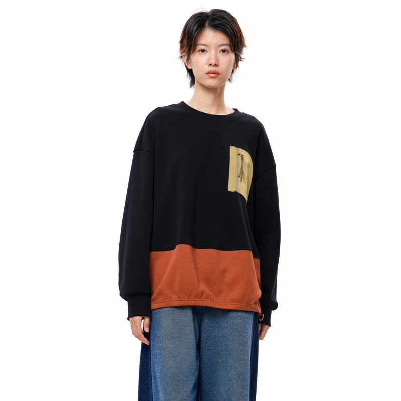 【新】MOVEUP幻走2025冬季.FUN 小落肩撞色口袋短款卫衣女3EWD11462