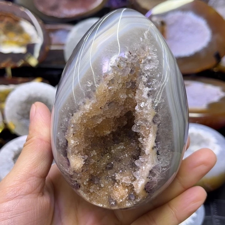 珠宝半成品水晶未镶嵌紫黄奇石蛋