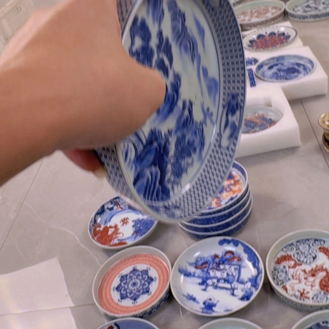 瓷片青花山水大壶乘