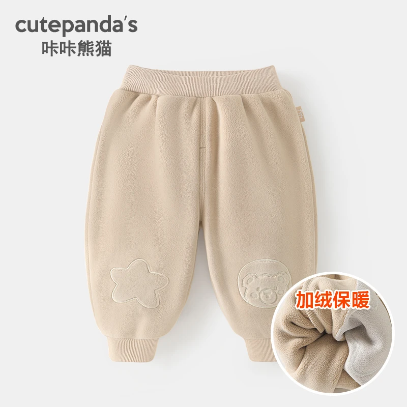 【现货】婴儿奥粒绒运动长裤冬装秋冬儿童宝宝加绒休闲裤Y9083