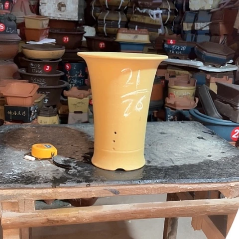 紫砂花盆蓝花盆一个