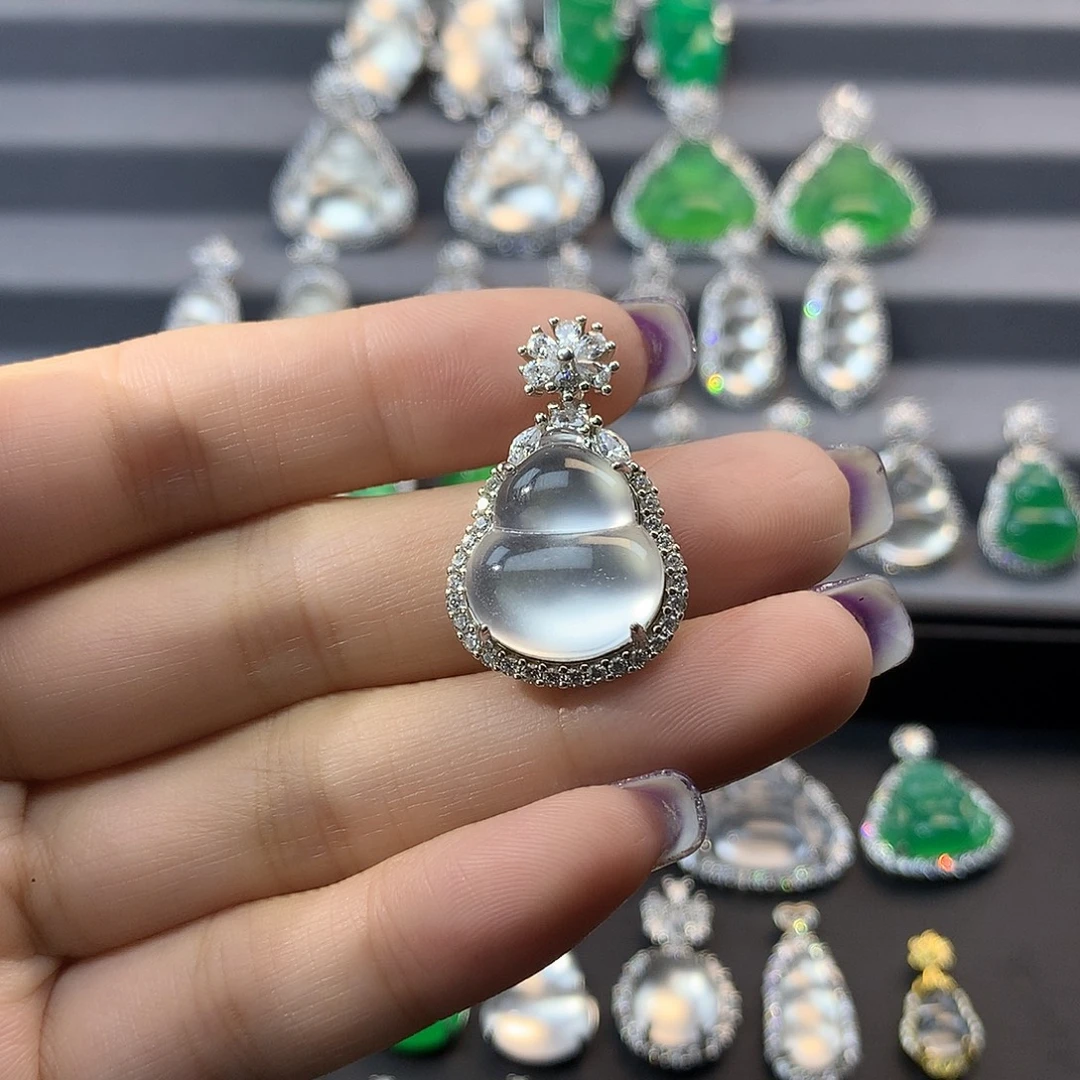 石英质玉银S925镶嵌颈饰