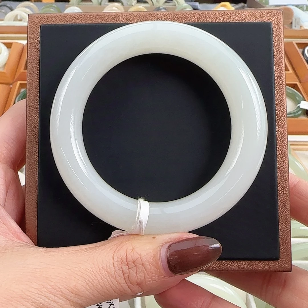 和田玉未镶嵌手镯白玉 大胖圆55-56