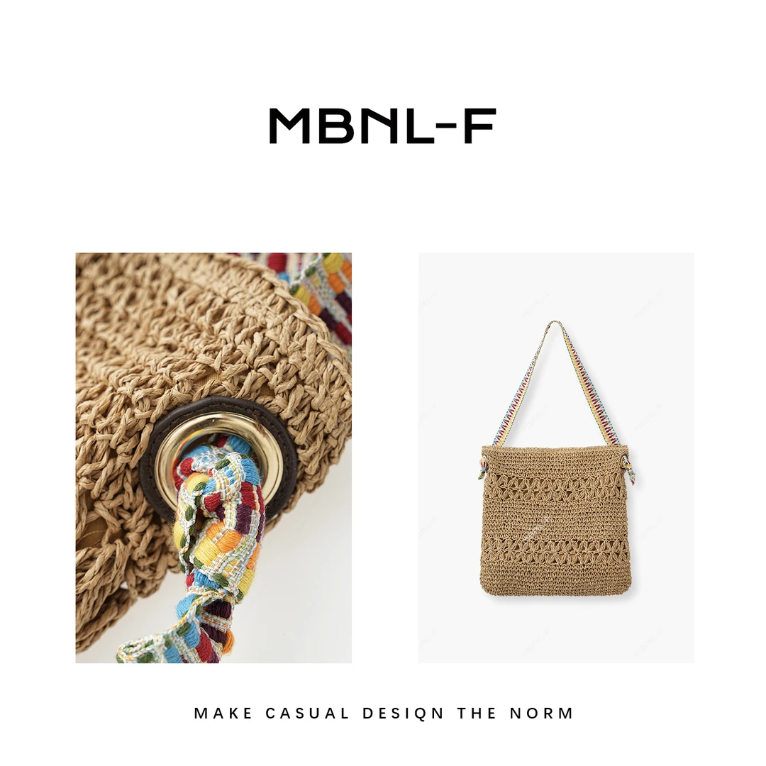 MBNL-F 草编包 2024S/S新品 夏日彩边单肩包 秦磊 XM-BB3098