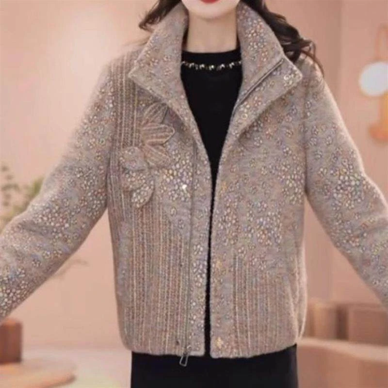 高档雪尼尔绒时尚夹棉外套2025冬季新款加厚保暖休闲百搭棉服外套