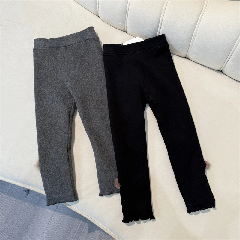 （裤脚边任发）1225女童时尚休闲带毛球加绒打底裤-447