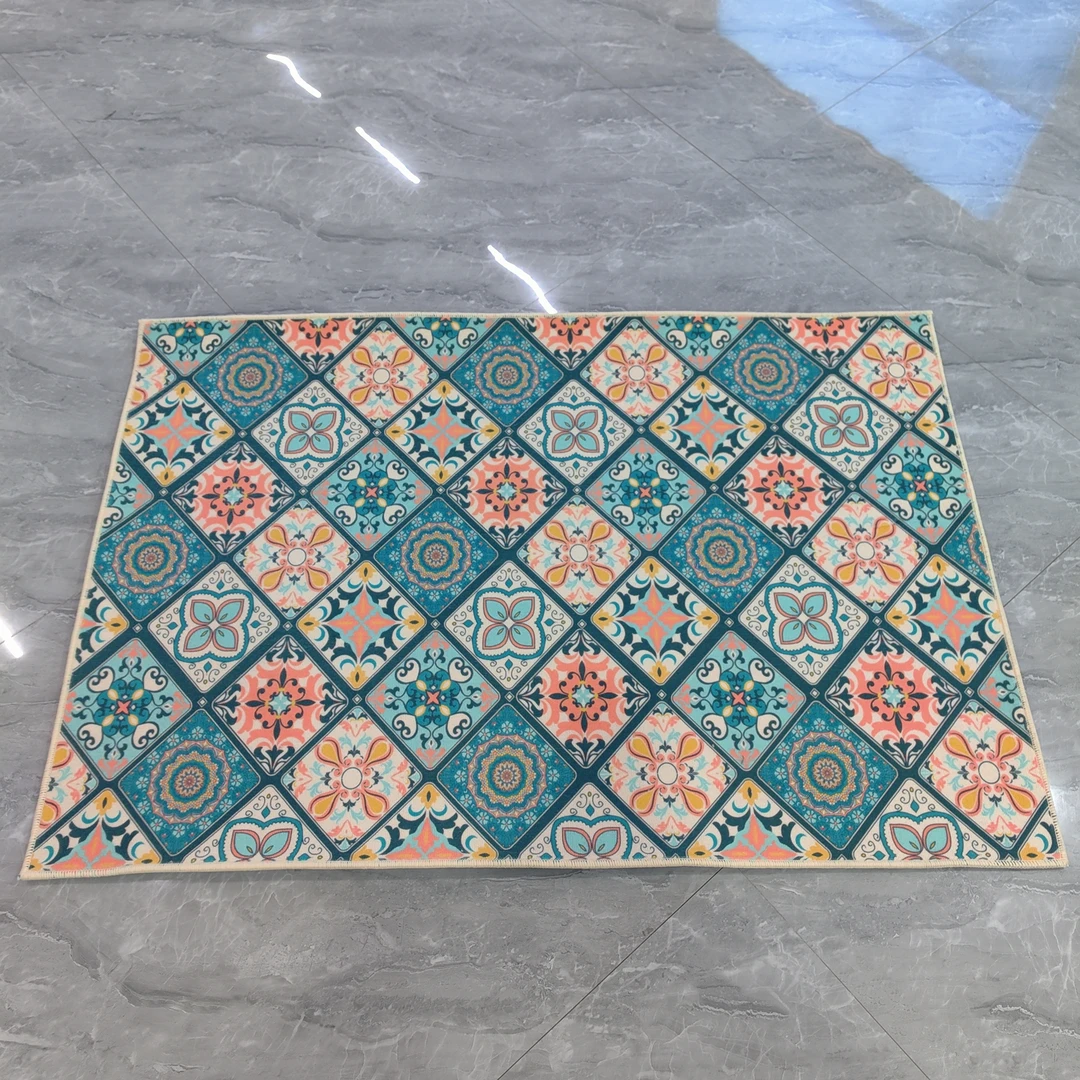 圈绒BY1586【翠格花庭】轻奢复古入户耐脏防滑除尘家用门厅印花地毯