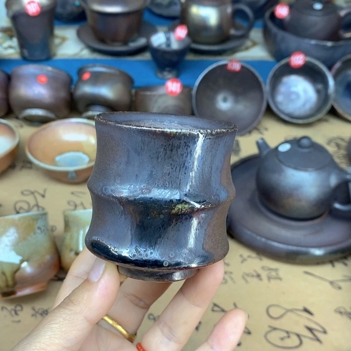 杯子全手工纯柴烧裸烧茶杯