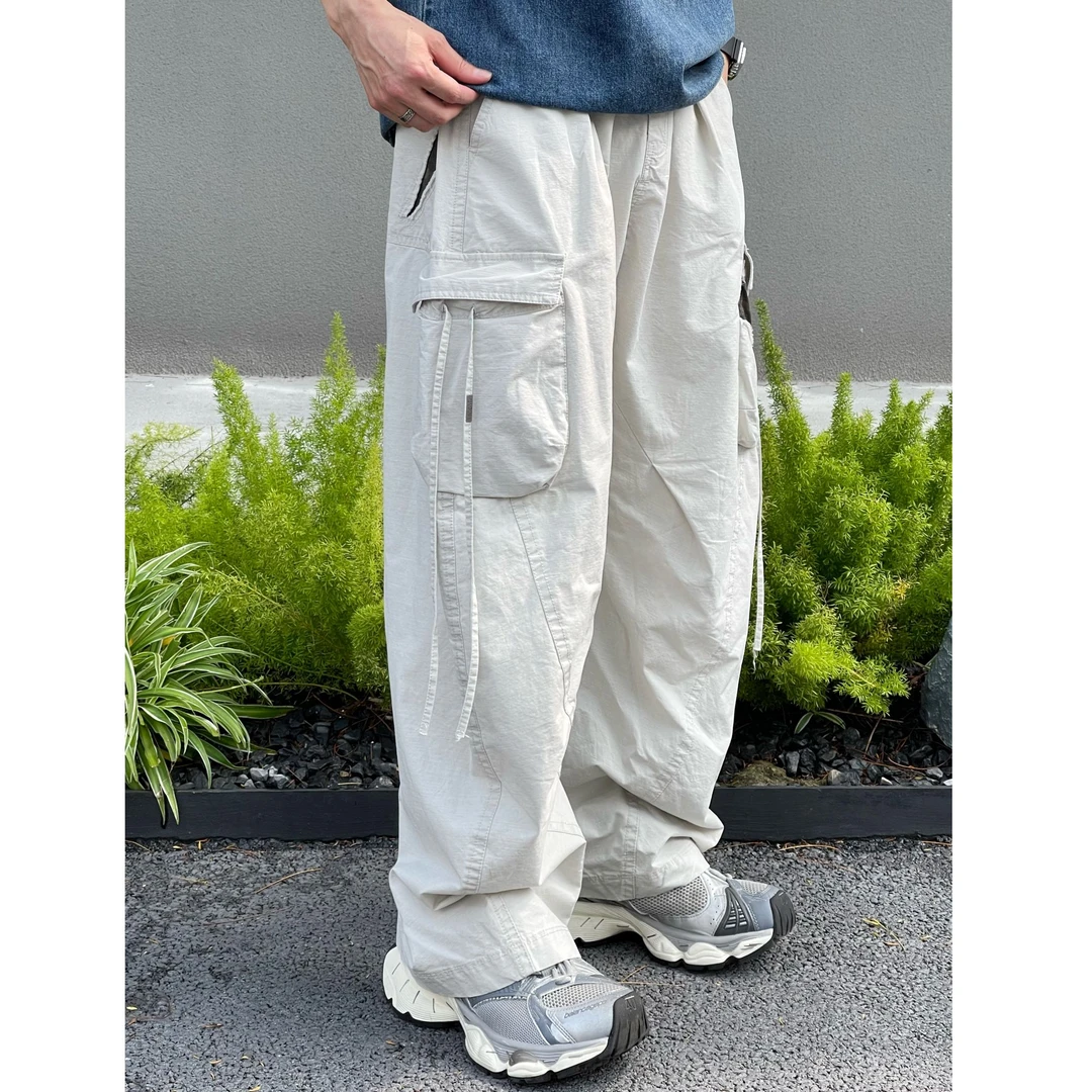 C-0097美式复古多功能口袋机能工装裤新款宽松百搭直筒休闲裤高街