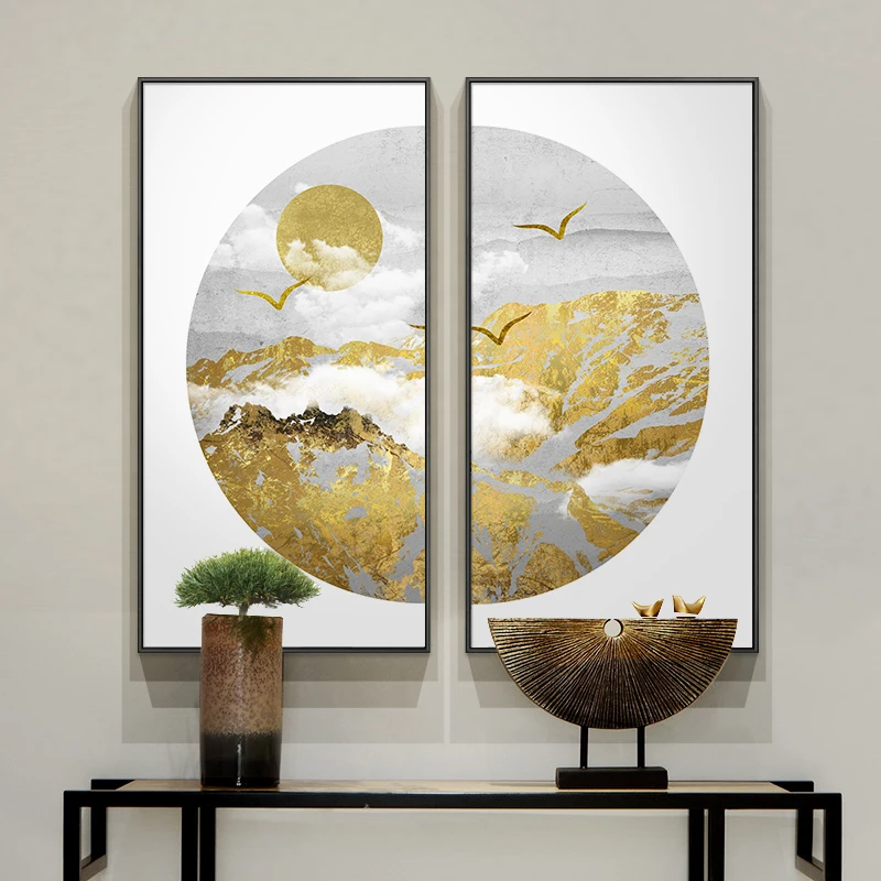 新中式玄关装饰画书房茶室餐厅客厅沙发背景墙挂画山水画禅意壁画