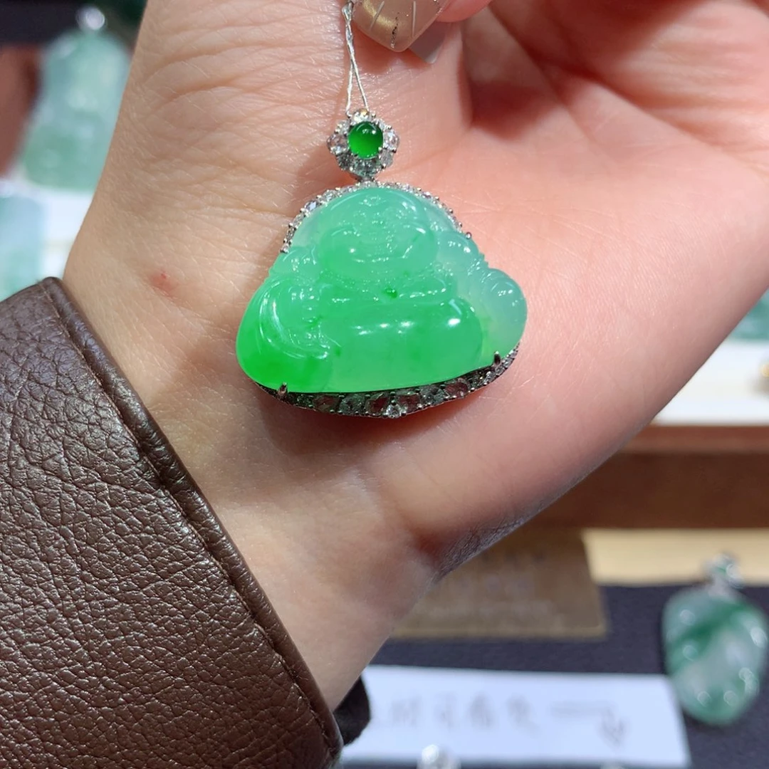 吊坠(不含链)18K金镶嵌翡翠